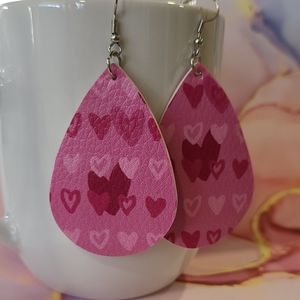 Hearts Faux Leather Earrings